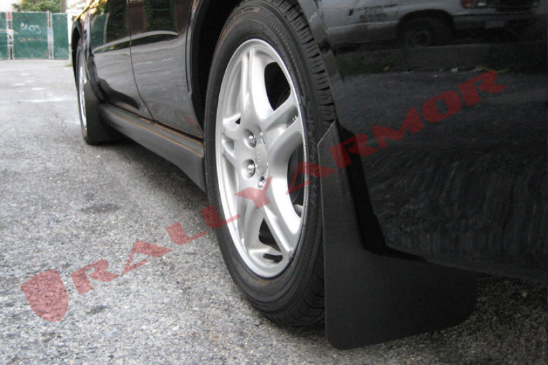 RAL Basic Blk Flap/Blk Logo - Rally Armor 02-07 Subaru WRX/STI/RS/2.5i (Wagons Req. Mod.) Basic Black Mud Flap w/Black Logo