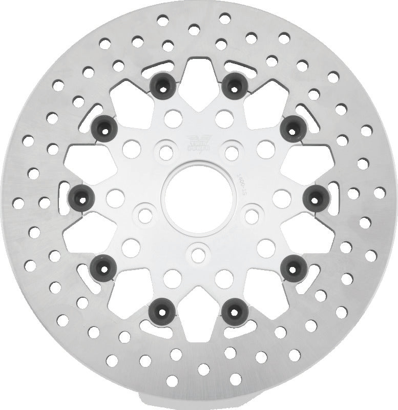 TWP Brake Rotors - Twin Power 84-17 Big Twin Exc 08-17 FLH FLT Rear 11.5 Floating Rotor Silver Mesh