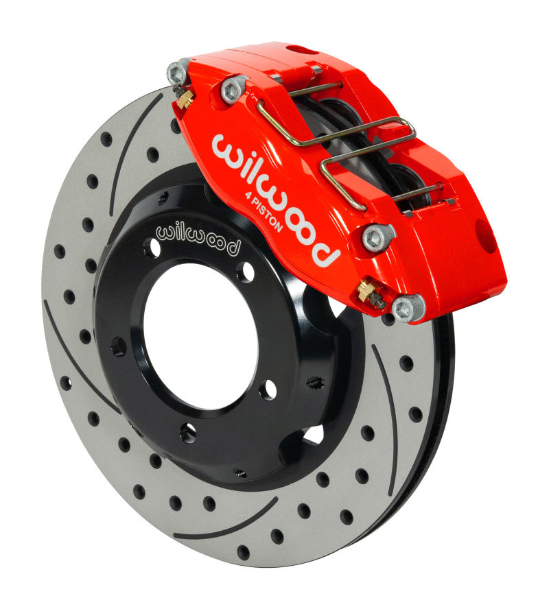 WIL Dynapro Brake Kit - Wilwood Dynapro Radial Front Kit 11in Drilled & Slotted Red 61-67 Jaguar XKE w/ Lines
