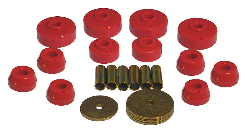 PRO Body/Subframe Bush - Red - Prothane 79-88 Toyota Truck 4wd Body Mount Kit - Red