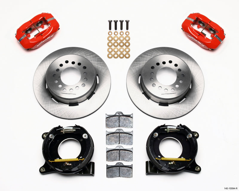WIL Dynalite Brake Kit - Wilwood Forged Dynalite P/S Park Brake Kit Red Chevy C-10 2.42 Offset 5-lug