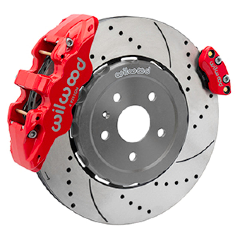 WIL Aero Brake Kit - Wilwood 20-23 Chevy Corvette C8 Aero4 Red Rear Big Brake Kit - Drilled & Slotted