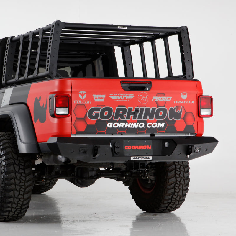 GOR Trailine Bumper - Go Rhino 20-22 Jeep Gladiator JT Trailine Rear Full Width Bumper - Tex. Blk