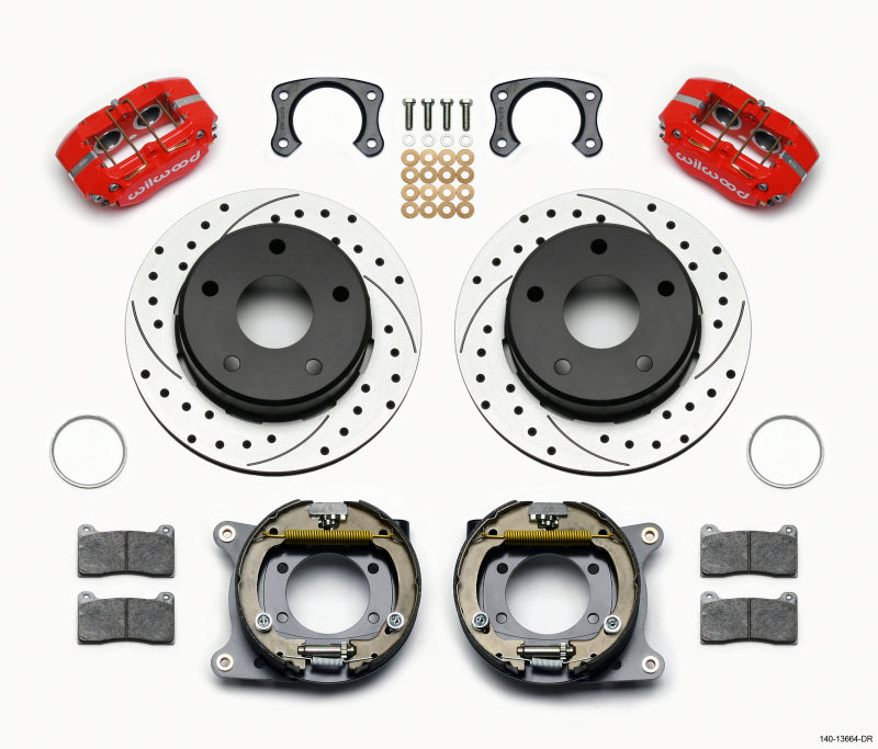 WIL Dynapro Brake Kit - Wilwood Dynapro Lug Mount P/S Park Brake Kit Drilled Red Big Ford New 2.38in Off Bronco 5 x 5.50