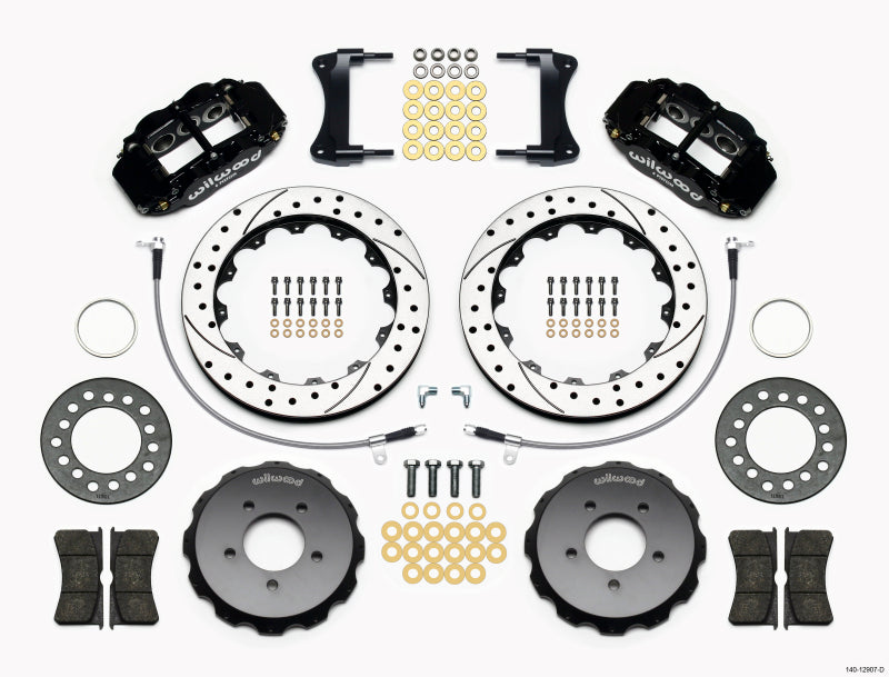 WIL Superlite Brake Kit - Wilwood Narrow Superlite 6R Front Hat Kit 12.88in Drilled 2005-Up Mazda Miata w/ Lines