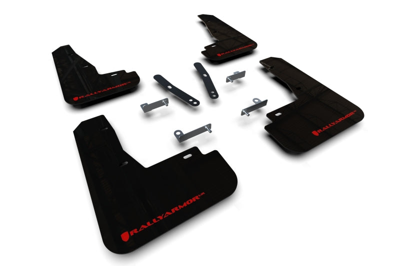 RAL UR Blk Flap/Rd Logo - Rally Armor 22-24 Kia EV6 Black UR Mud Flap Red Logo
