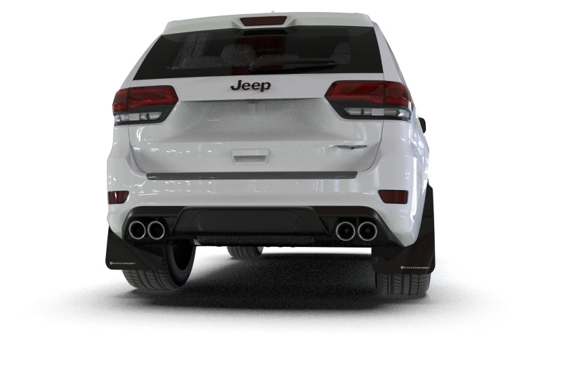 RAL UR Blk Flap/Met. Blk Logo - Rally Armor 18-22 Jeep Grand Cherokee SRT Trackhawk Black UR Mud Flap - Metallic Black Logo