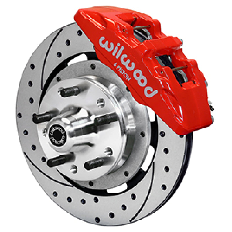 WIL Dynapro Brake Kit - Wilwood 97-93 Mopar A/B/E/F/J Body Dynapro 12.19x0.81 Drilled & Slotted Six Piston Front BBK - Red