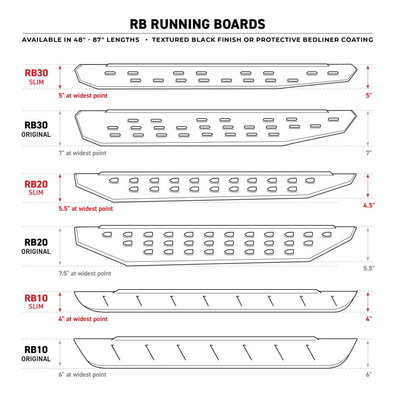 GOR RB10 Boards - Tex Black - Go Rhino RB10 Running Boards - Tex Black - 4in Drop Down Steps (Pair)