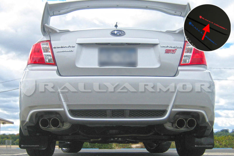 RAL UR Blk Flap/Rd Logo - Rally Armor 11-14 Subaru WRX/STI (Sedan Only) Black UR Mud Flap w/Red Logo