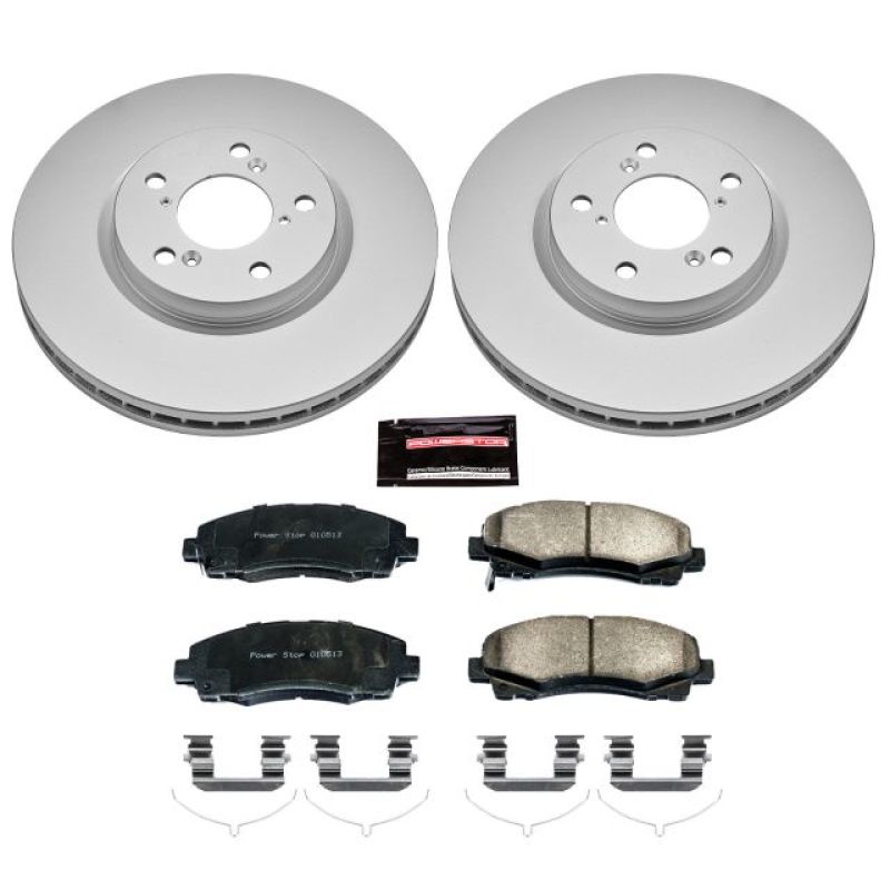 PSB Z17 Evolution Coated Kit - Power Stop 12-14 Honda Ridgeline Front Z17 Evolution Geomet Coated Brake Kit