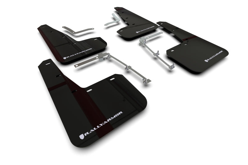 RAL UR Blk Flap/Wht Logo - Rally Armor 20-25 Toyota GR Yaris Black Mud Flap w/White Logo