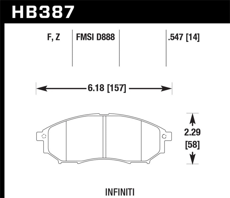 HAWK Ceramic Brake Pad Sets - Hawk 06-09 350z/ 05-08 G35 w/o Brembo Performance Ceramic Street Front Brake Pads