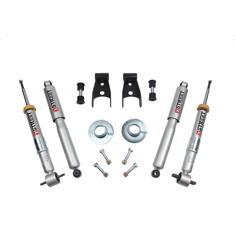 BT Lower Kit w SP Shocks - Belltech 15-17 Ford F-150 +1in to -3in Front 2in Rear Lowering Kit