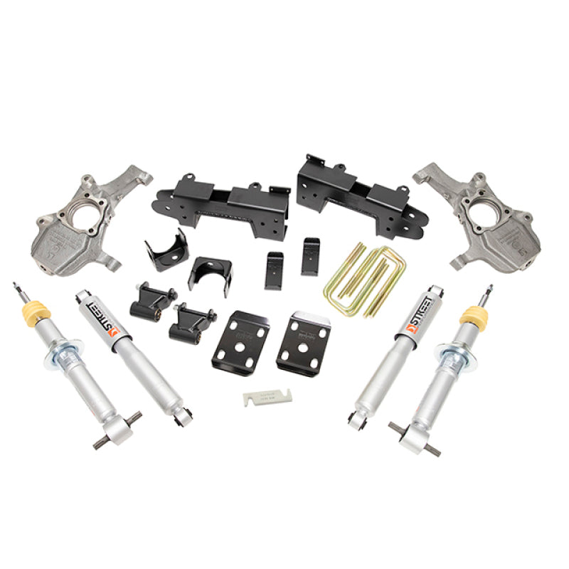 BT Lower Kit w SP Shocks - Belltech LOWERING Kit 2019 Chevy Silverado 1500/GMC Sierra 1500 4x4 4in Front/6in Rear