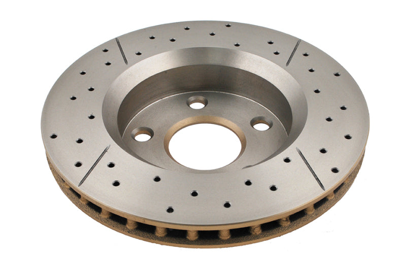 DBA Street Slot&Drill Rotors - DBA 07-17 Jeep Wrangler Front Drilled & Slotted Street Series X-Gold Rotor