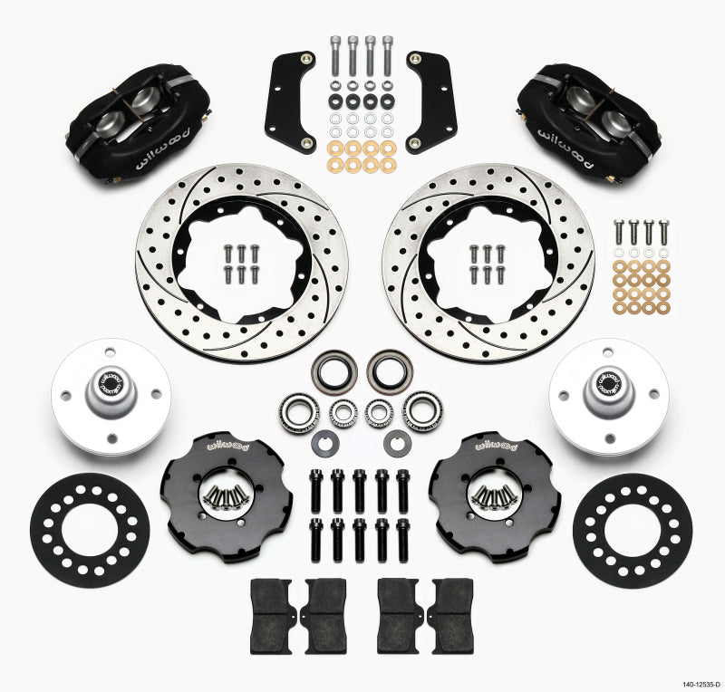 WIL Dynalite Brake Kit - Wilwood Forged Dynalite Front Kit 10.75in Drilled Red 64-65 Mustang 6 Cylinder 4-lug