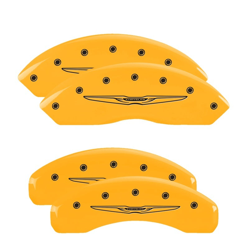 MGP Caliper Covers 4 Logo - MGP 4 Caliper Covers Engraved Front & Rear Style 2/Chrysler Wing Yellow finish black ch