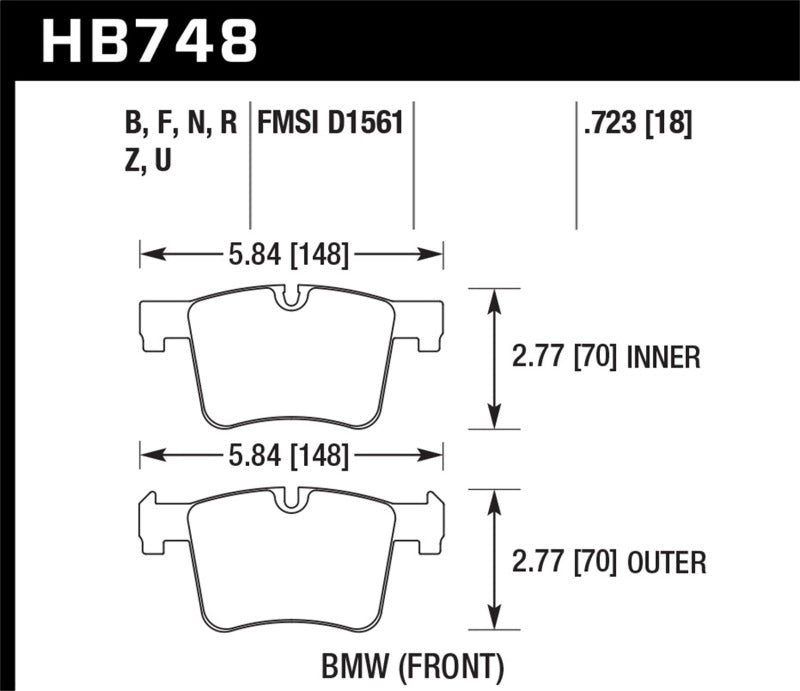 HAWK HPS Brake Pad Sets - Hawk 13-14 BMW 328i/328i xDrive / 2014 428i/428i xDrive HPS Front Brake Pads