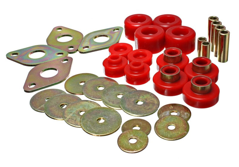ES Body Mounts - Red - Energy Suspension Body Mount Set-Reg Access & Dbl Cab - Red