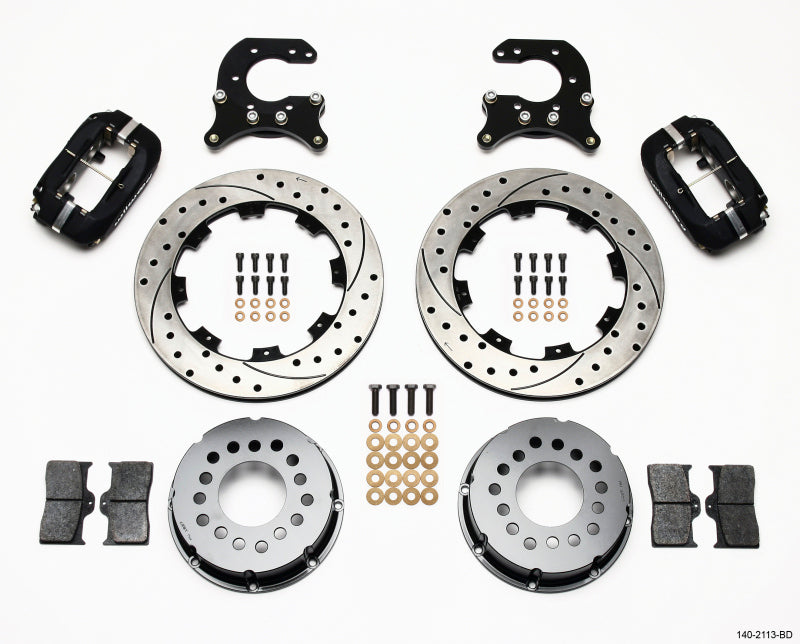 WIL Dynalite Brake Kit - Wilwood Forged Dynalite P/S Rear Kit Drilled Rotor Small Ford 2.66in Offset
