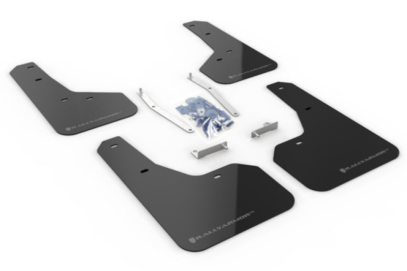 RAL UR Blk Flap/Grey Logo - Rally Armor 19-21 Subaru Forester Black UR Mud Flap w/ Grey Logo
