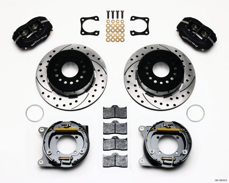 WIL Dynalite Brake Kit - Wilwood Forged Dynalite P/S Park Brake Kit Drilled Chevy 12 Bolt-Spec 3.15in Bearing Staggered mt