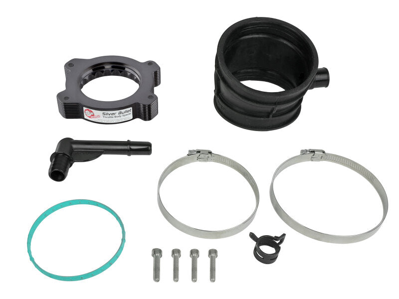 AFE Silver Bullet TBS - aFe 2020 Vette C8 Silver Bullet Aluminum Throttle Body Spacer / Works With Factory Intake Only - Blk