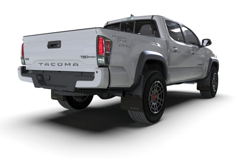 RAL Classic Blk Flap/Blk Logo - Rally Armor 16-23 Toyota Tacoma Gen 3 Black Mud Flap w/Metallic Black Logo
