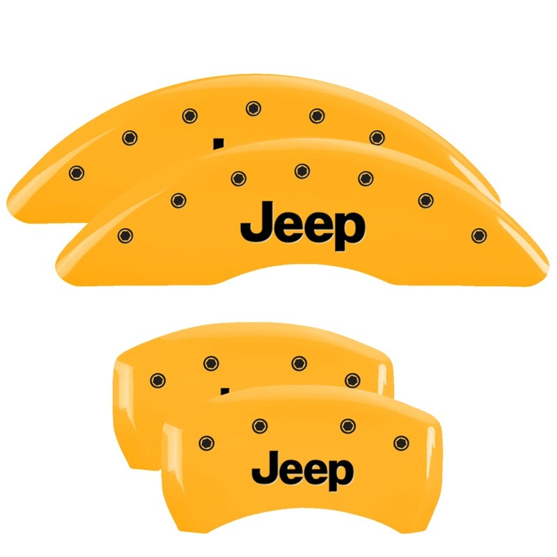 MGP Caliper Covers 4 Logo - MGP 4 Caliper Covers Engraved Front & Rear JEEP Yellow finish black ch