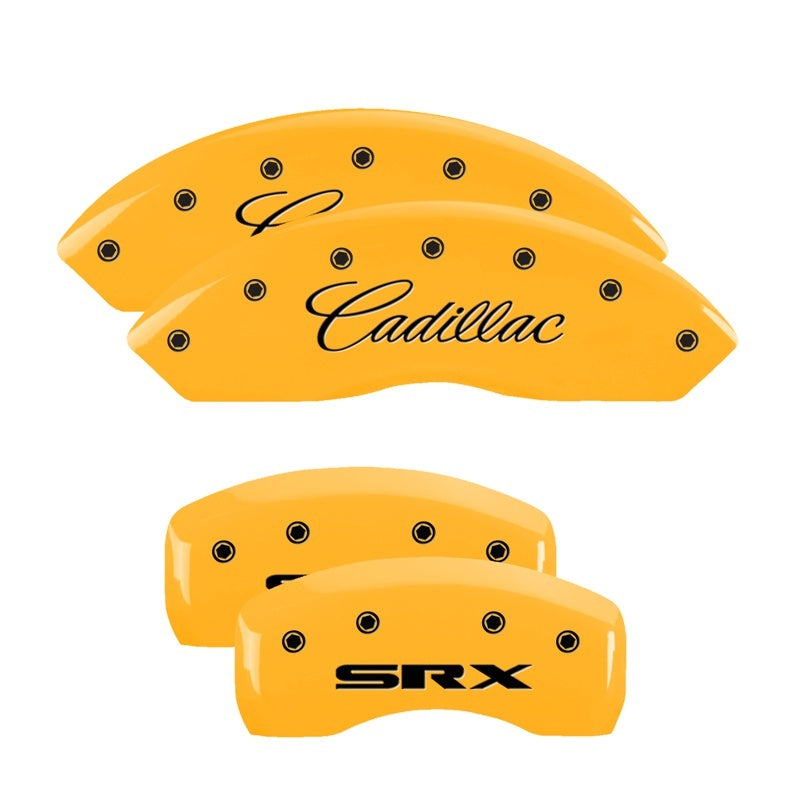 MGP Caliper Covers 4 Logo - MGP 4 Caliper Covers Engraved Front Cadillac Rear SRX Yellow Finish Black Char 2006 Cadillac SRX