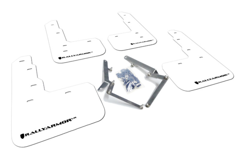 RAL UR White Flap/Black Logo - Rally Armor 17-22 Honda Civic Type R White UR Mud Flap w/Black Logo