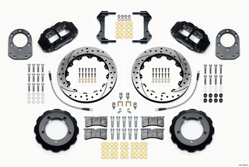 WIL Superlite Brake Kit - Wilwood Narrow Superlite 4R Front Hat Kit 12.88in Drilled 66-75 Ford Bronco Dana 30/44 w/Lines