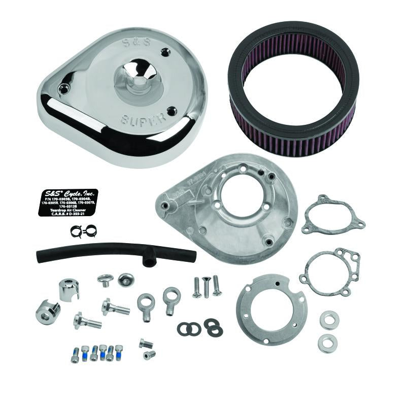 SSC Air Cleaner Kits - S&S Cycle 08-16 Touring Stock Bore Throttle By Wire Teardrop Air Cleaner Kit - Chrome