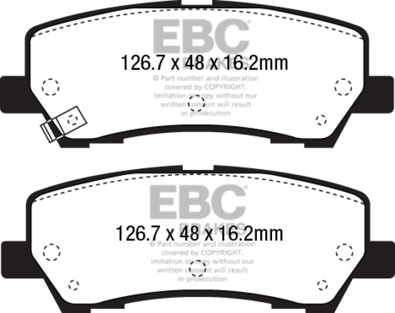 EBC Yellowstuff Brake Pad Sets - EBC 15+ Ford Mustang 2.3 Turbo Performance Pkg Yellowstuff Rear Brake Pads