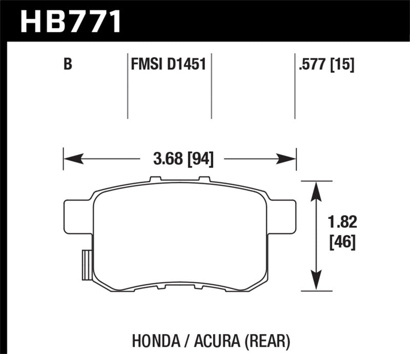 HAWK HPS 5.0 Brake Pad Sets - Hawk 08-16 Honda Accord High Performance Street 5.0 Rear Brake Pads