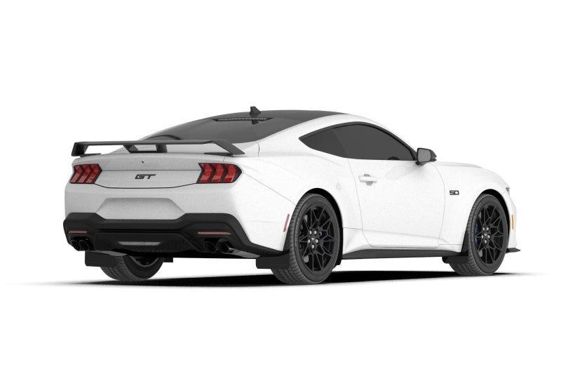 RAL UR Blk Flap/Met. Blk Logo - Rally Armor 2024+ Ford Mustang Black UR Mud Flap w/ Metallic Black Logo