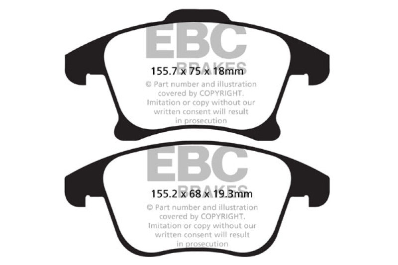 EBC Greenstuff Brake Pad Sets - EBC 13+ Ford Fusion 1.6 Turbo Greenstuff Front Brake Pads