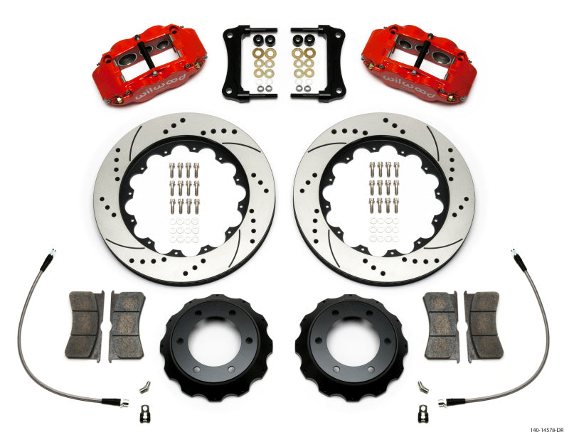 WIL Superlite Brake Kit - Wilwood Narrow Superlite Red 6R Front Kit 14in Drilled Rotor w/ Lines 05-15 Toyota Tacoma