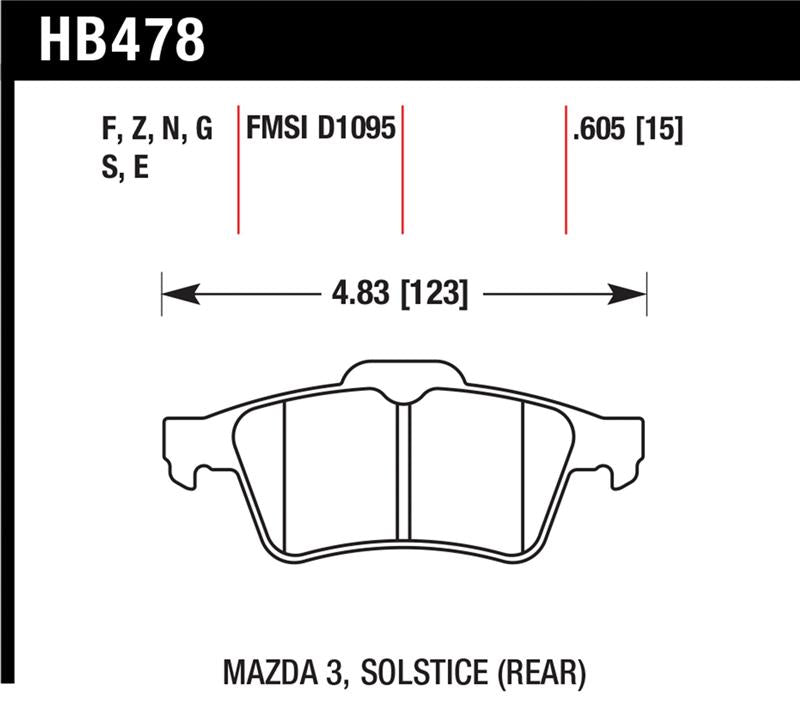 HAWK HP+ Brake Pad Sets - Hawk 13-14 Ford Focus ST / Mazda/ Volvo HP+ Street Rear Brake Pads