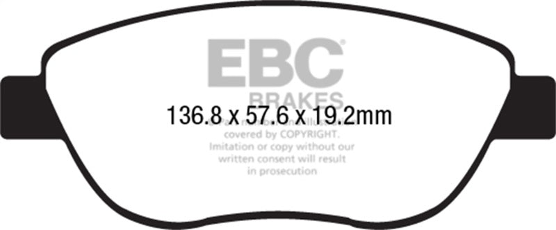 EBC Greenstuff Brake Pad Sets - EBC 2014+ Fiat 500 1.4L Turbo Abarth Greenstuff Front Brake Pads