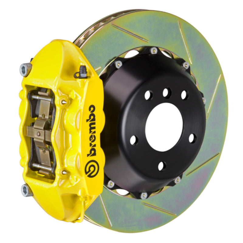 BRB Big Brake Kits - Brembo 06 330i Rear GT BBK 4 Piston Cast 345x28 2pc Rotor Slotted Type1-Yellow