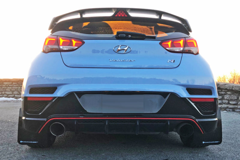 RAL UR Blk Flap/Grey Logo - Rally Armor 19-22 Hyundai Veloster N Black UR Mud Flap w/ Grey Logo