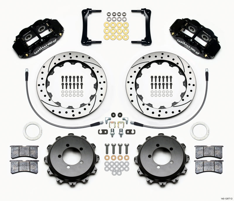 WIL Superlite Brake Kit - Wilwood Narrow Superlite 4R Rear Kit 12.88in Drilled 2008-2012 Subaru WRX w/Lines