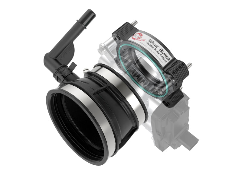 AFE Silver Bullet TBS - aFe 2020 Vette C8 Silver Bullet Aluminum Throttle Body Spacer / Works With Factory Intake Only - Blk