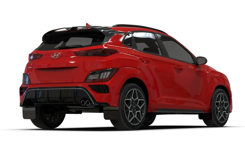 RAL UR Blk Flap/Wht Logo - Rally Armor 22-23 Hyundai Kona N-Line Black UR Mud Flap w/White Logo