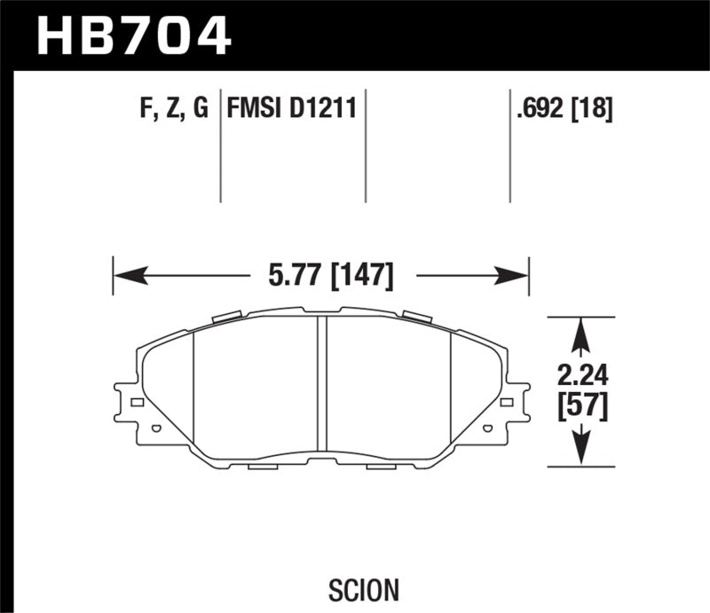 HAWK HPS 5.0 Brake Pad Sets - Hawk 06-16 Toyota RAV4 HPS 5.0 Front Brake Pads