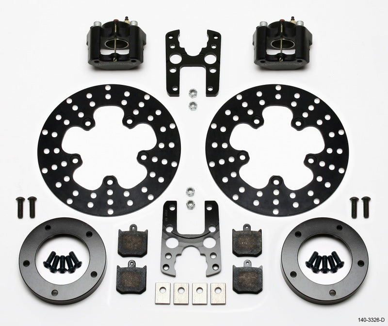 WIL Dynalite Brake Kit - Wilwood Dynalite Single Floater Front Drag Kit Drilled P&S Anglia Spindle Mount Wheel