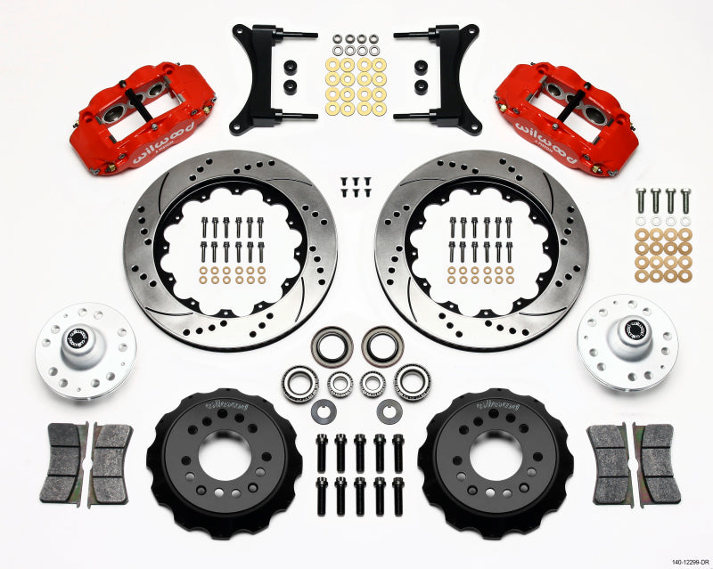 WIL Superlite Brake Kit - Wilwood Narrow Superlite 6R Front Hub Kit 14.00in Drill Red 79-87 GM G Body