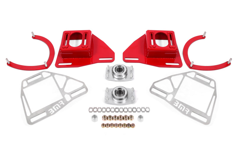 BMR Caster & Camber Plates - BMR Suspension 82-92 Chevy Camaro Caster/Camber Plates w/ Lockout Plates - Red